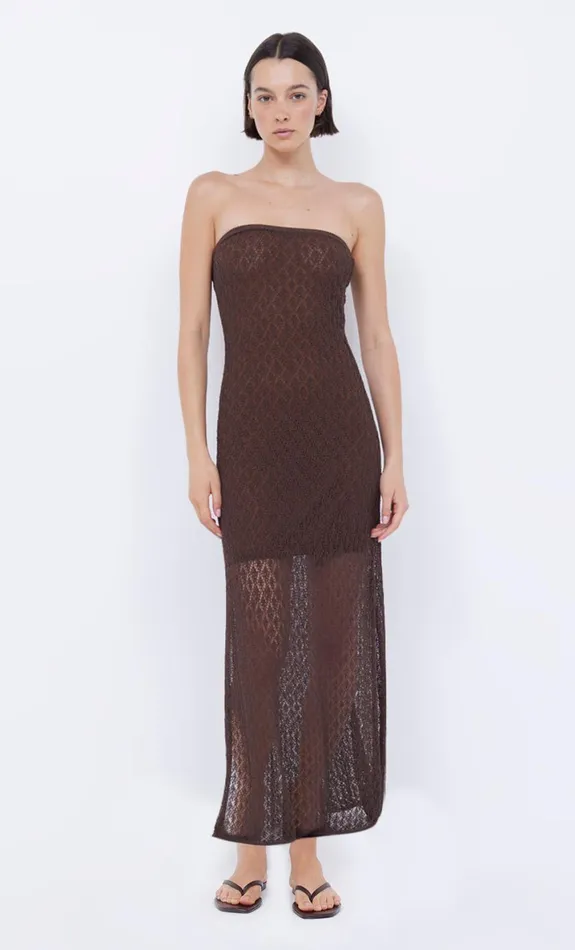 Bec Bridge AURORA STRAPLESS DRESS 8211 CHOC Women Midi Dresses