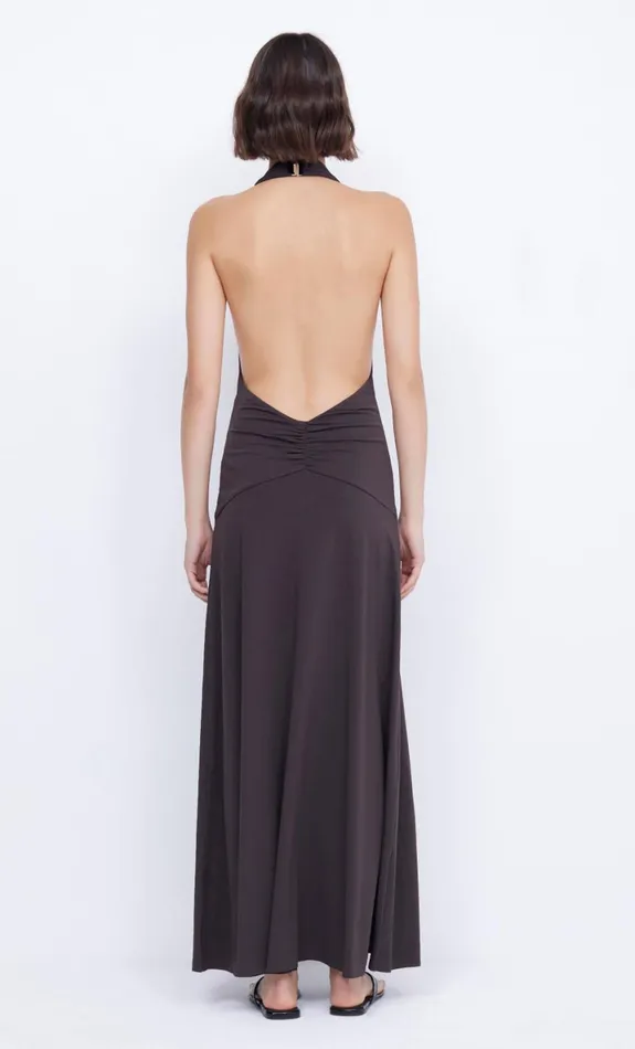 Bec Bridge BLANCHE HALTER MAXI DRESS 8211 ESPRESSO Women Maxi Dresses