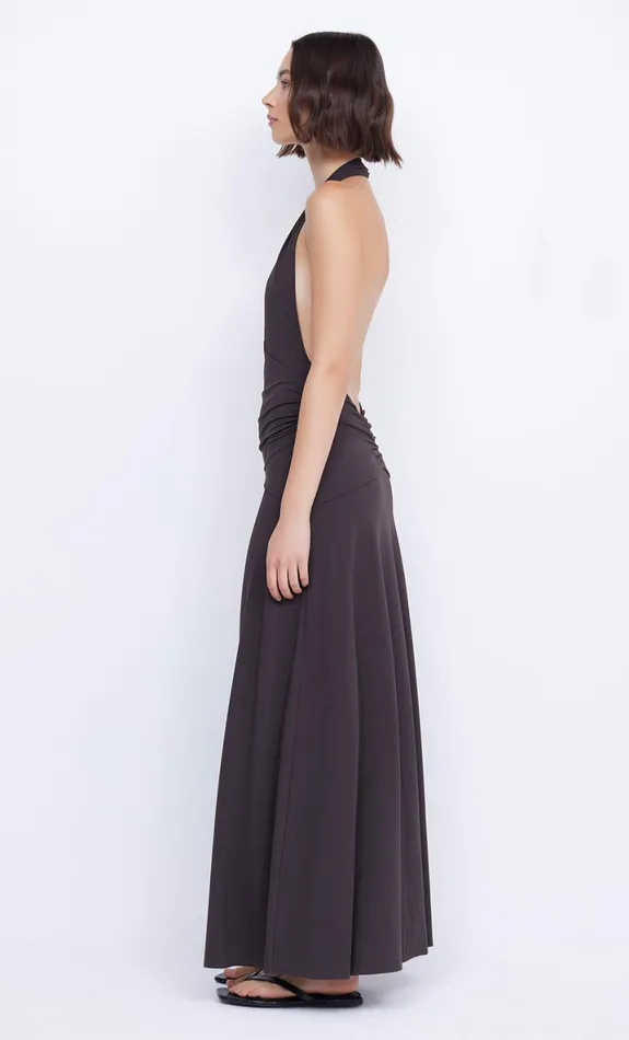 Bec Bridge BLANCHE HALTER MAXI DRESS 8211 ESPRESSO Women Maxi Dresses