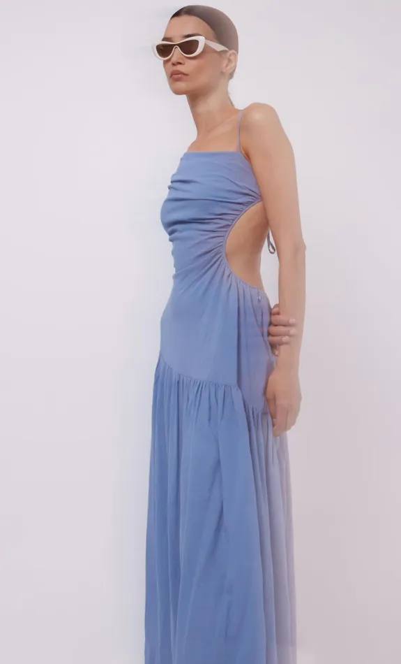 Bec Bridge CALYPSO ASYM MAXI DRESS 8211 MERIDIAN BLUE Women Maxi Dresses