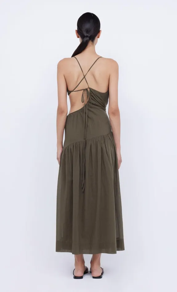 Bec Bridge CALYPSO ASYM MAXI DRESS 8211 OLIVE GREEN Women Maxi Dresses