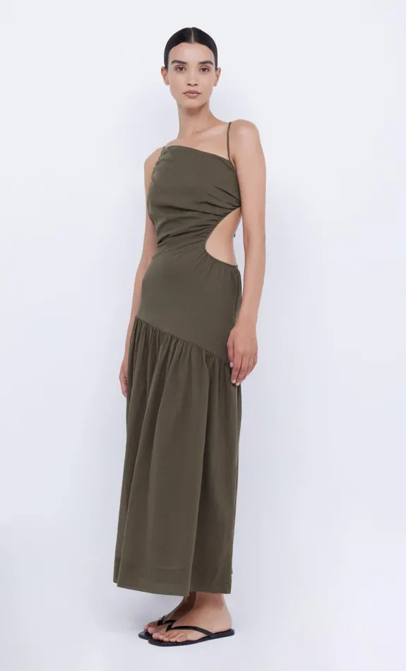 Bec Bridge CALYPSO ASYM MAXI DRESS 8211 OLIVE GREEN Women Maxi Dresses