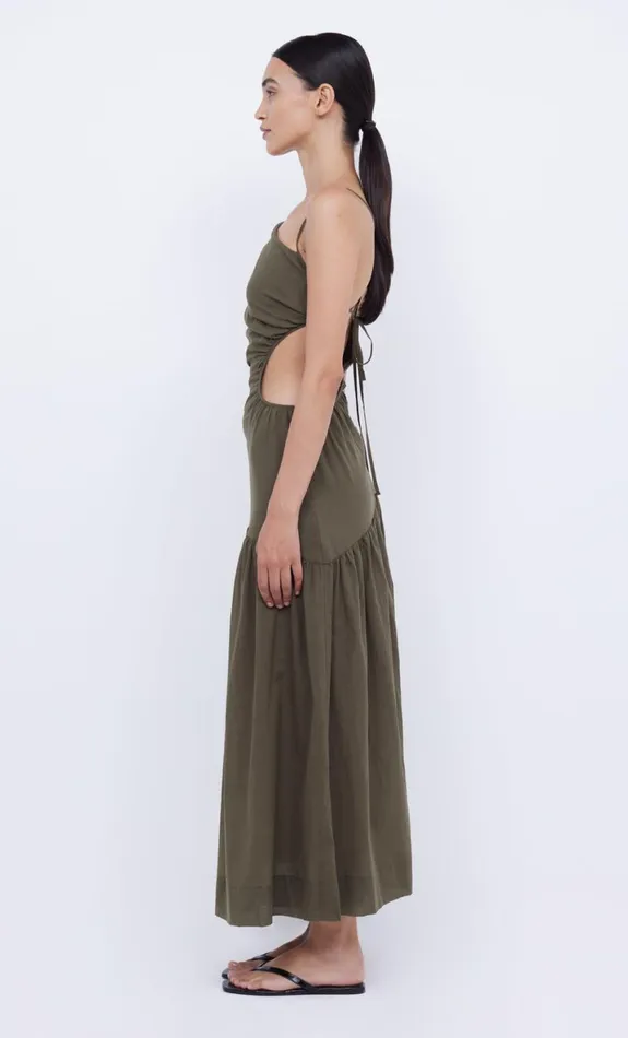 Bec Bridge CALYPSO ASYM MAXI DRESS 8211 OLIVE GREEN Women Maxi Dresses