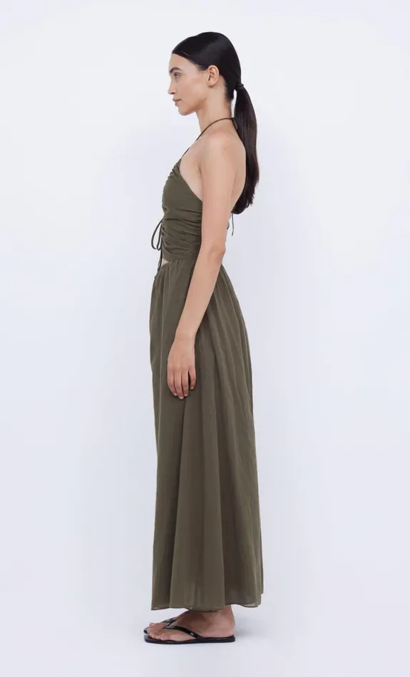 Bec Bridge CALYPSO HALTER MAXI DRESS 8211 OLIVE GREEN Women Maxi Dresses