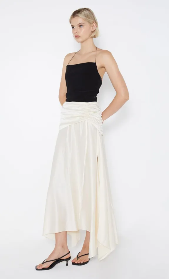 Bec Bridge CHANTILLY SILK RUCHED SKIRT 8211 IVORY Women Skirts