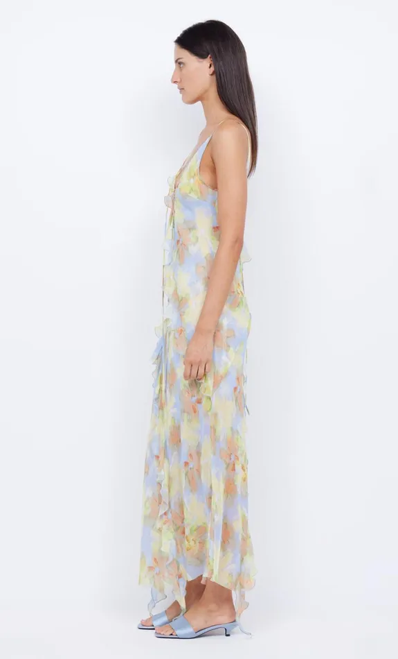 Bec Bridge COURTNEY FRILL MAXI DRESS 8211 BLUE BLOSSOM Women Wedding Guest