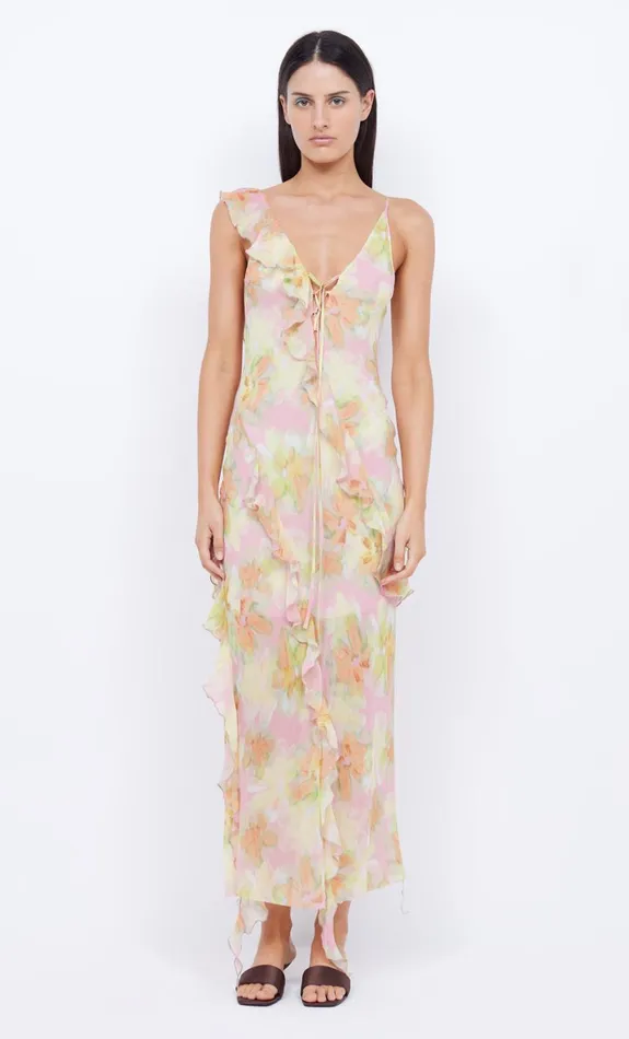 Bec Bridge COURTNEY FRILL MAXI DRESS 8211 PINK BLOSSOM Women Wedding Guest