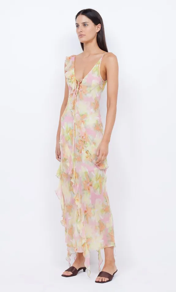 Bec Bridge COURTNEY FRILL MAXI DRESS 8211 PINK BLOSSOM Women Wedding Guest
