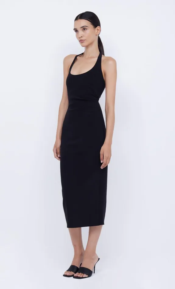 Bec Bridge CYNDIE HALTER MIDI DRESS 8211 BLACK Women Wedding Guest