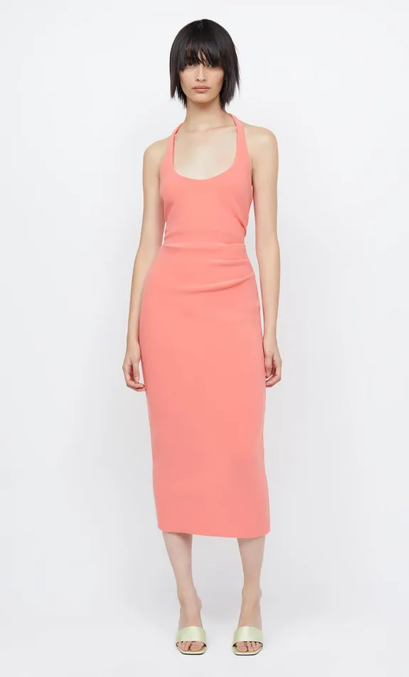 Bec Bridge CYNDIE HALTER MIDI DRESS 8211 CORAL Women Wedding Guest