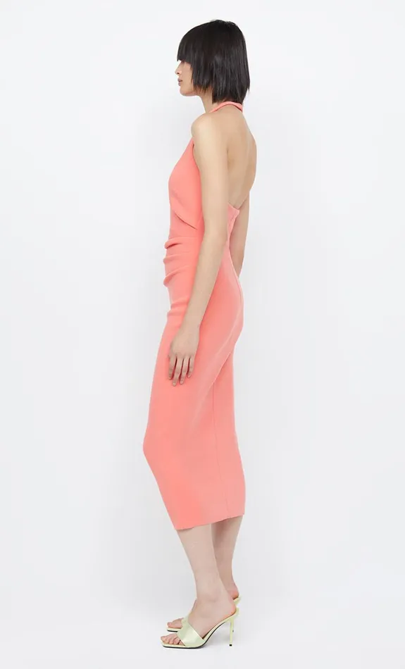 Bec Bridge CYNDIE HALTER MIDI DRESS 8211 CORAL Women Wedding Guest