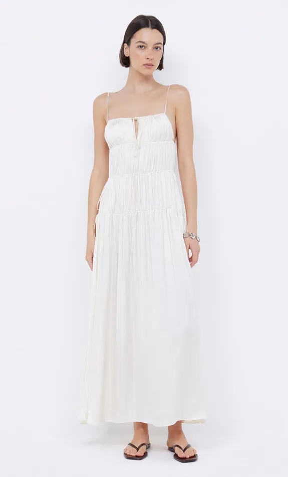 Bec Bridge DELPHI GATHERED DRESS 8211 IVORY Women Maxi Dresses