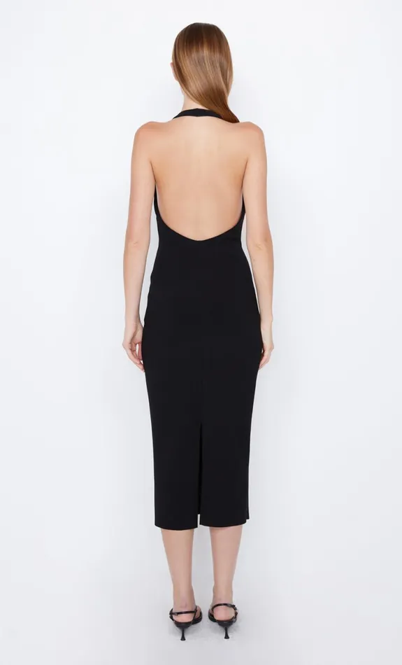 Bec Bridge ELVIE HALTER MIDI DRESS 8211 BLACK Women Midi Dresses