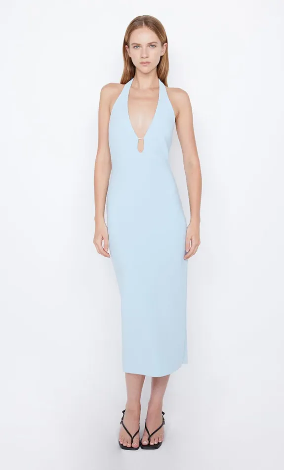 Bec Bridge ELVIE HALTER MIDI DRESS 8211 DOLPHIN BLUE Women Wedding Guest