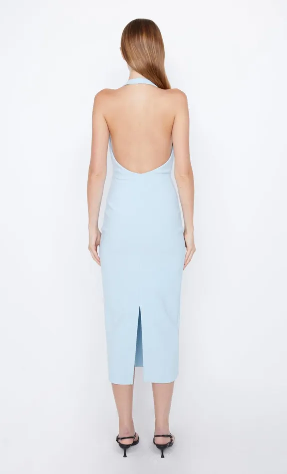 Bec Bridge ELVIE HALTER MIDI DRESS 8211 DOLPHIN BLUE Women Wedding Guest