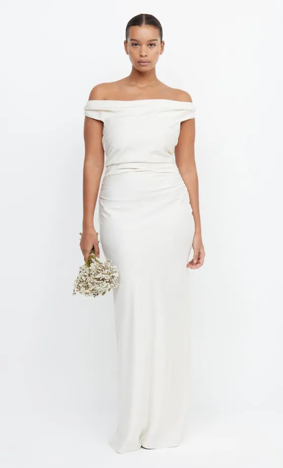 Bec Bridge ETERNITY OFF SHOULDER MAXI 8211 CREAM Women Prom Dresses