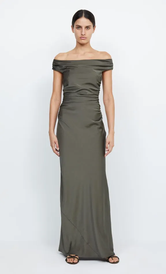 Bec Bridge ETERNITY OFF SHOULDER MAXI 8211 DARK WILLOW Women Maxi Dresses