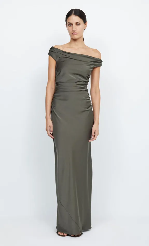 Bec Bridge ETERNITY OFF SHOULDER MAXI 8211 DARK WILLOW Women Maxi Dresses