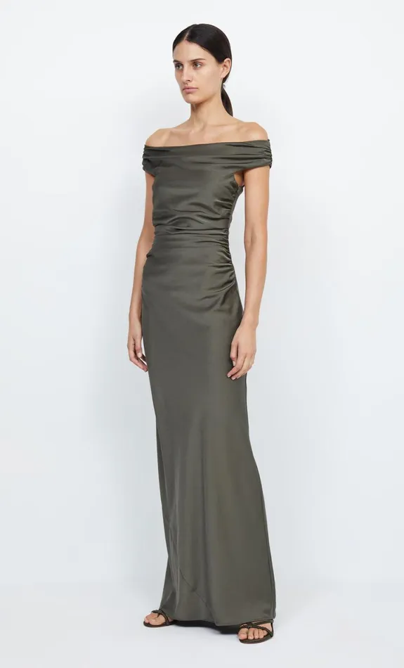 Bec Bridge ETERNITY OFF SHOULDER MAXI 8211 DARK WILLOW Women Maxi Dresses