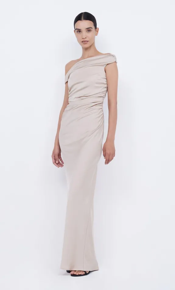 Bec Bridge ETERNITY OFF SHOULDER MAXI 8211 SAND Women Prom Dresses