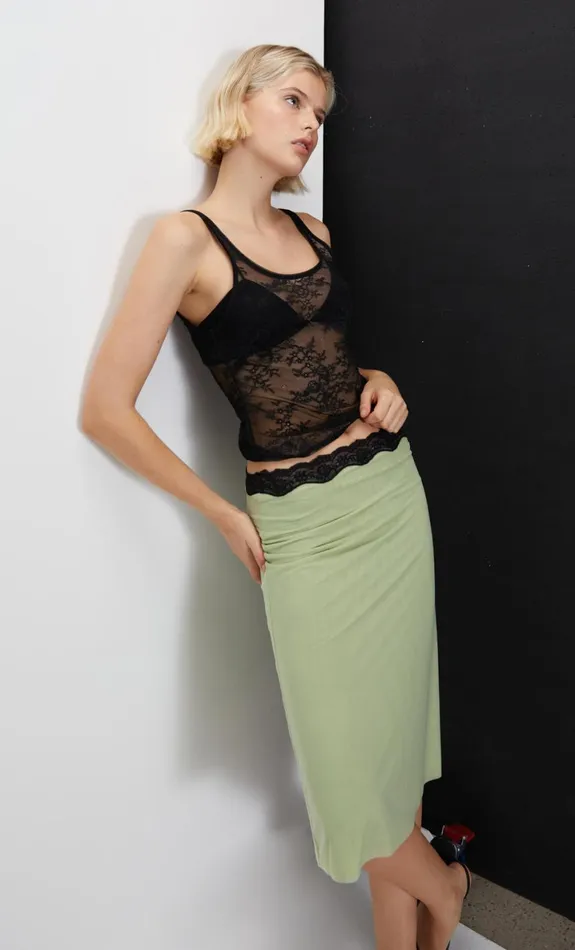 Bec Bridge HACIE MIDI SKIRT 8211 AVOCADOBLACK Women Skirts
