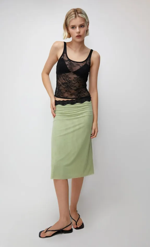 Bec Bridge HACIE MIDI SKIRT 8211 AVOCADOBLACK Women Skirts