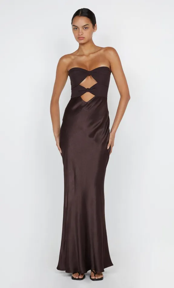 Bec Bridge HALLE STRAPLESS DRESS 8211 CHOCOLATE Women Prom Dresses