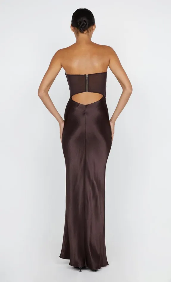 Bec Bridge HALLE STRAPLESS DRESS 8211 CHOCOLATE Women Prom Dresses