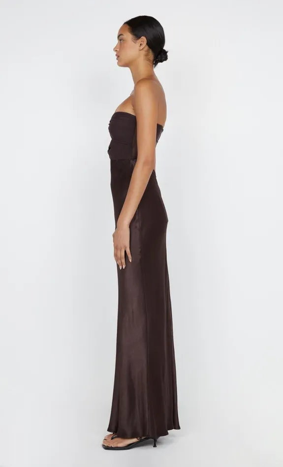 Bec Bridge HALLE STRAPLESS DRESS 8211 CHOCOLATE Women Prom Dresses