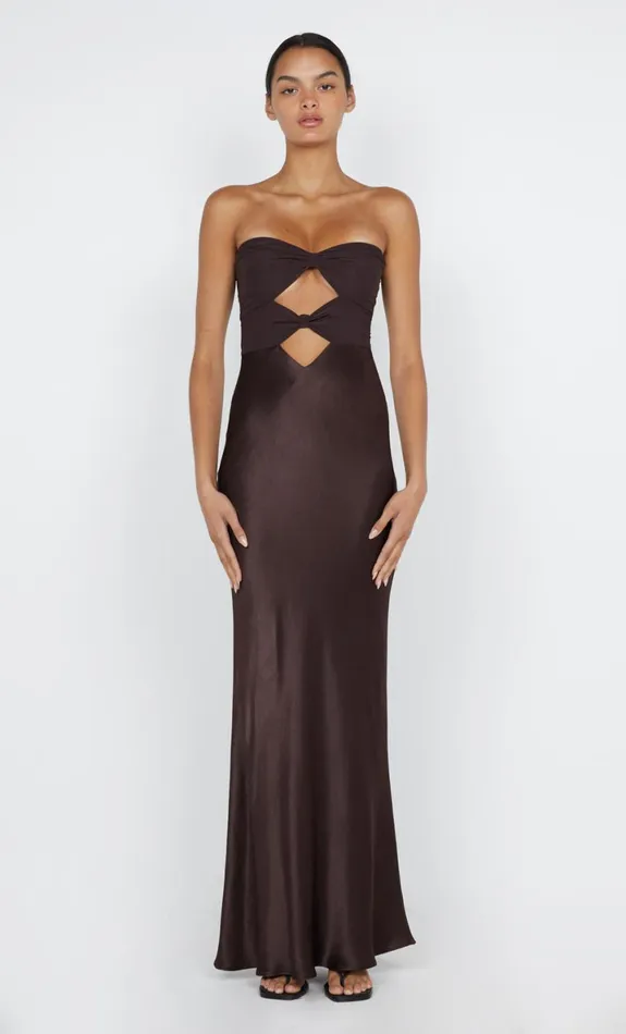 Bec Bridge HALLE STRAPLESS DRESS 8211 CHOCOLATE Women Prom Dresses