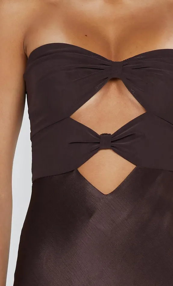 Bec Bridge HALLE STRAPLESS DRESS 8211 CHOCOLATE Women Prom Dresses