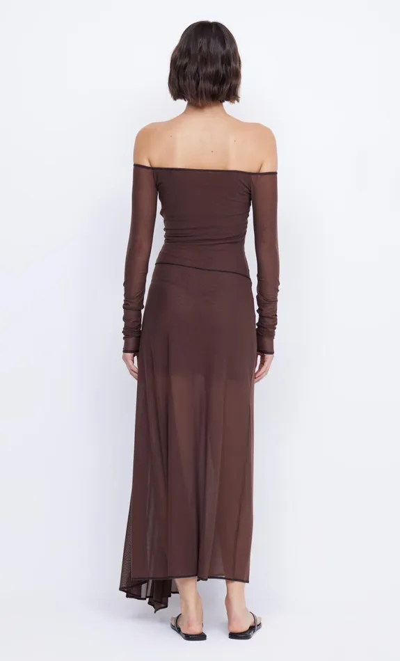 Bec Bridge ISADORA LONG SLEEVE DRESS 8211 CHOCOLATEBLACK Women Maxi Dresses