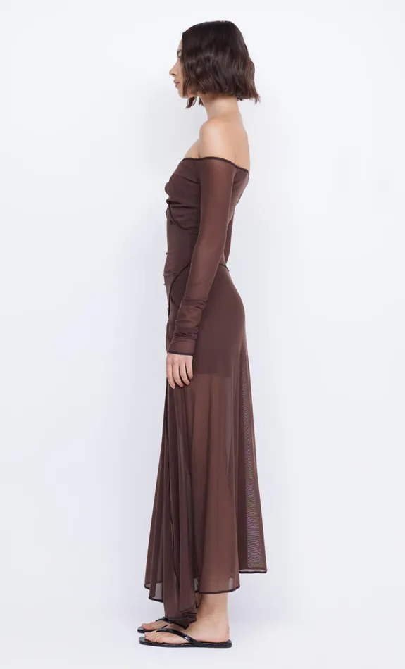 Bec Bridge ISADORA LONG SLEEVE DRESS 8211 CHOCOLATEBLACK Women Maxi Dresses