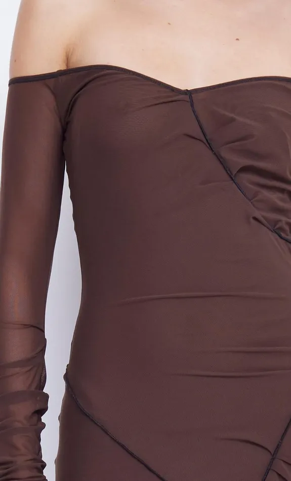 Bec Bridge ISADORA LONG SLEEVE DRESS 8211 CHOCOLATEBLACK Women Maxi Dresses