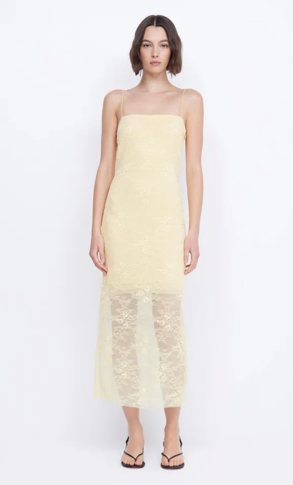 Bec Bridge JULIETTE COLUMN MIDI DRESS 8211 BUTTER YELLOW Women Midi Dresses