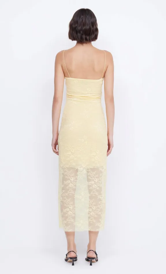 Bec Bridge JULIETTE COLUMN MIDI DRESS 8211 BUTTER YELLOW Women Midi Dresses