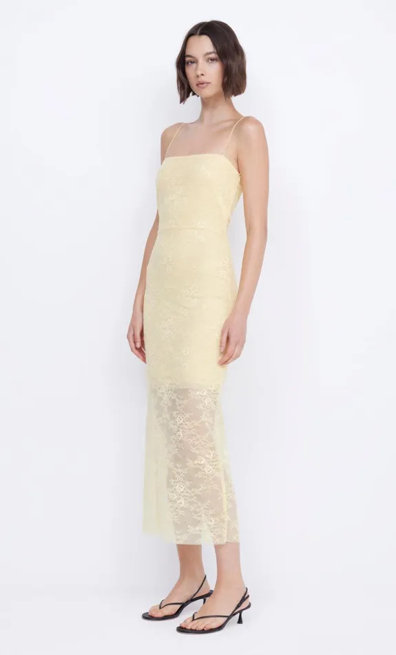 Bec Bridge JULIETTE COLUMN MIDI DRESS 8211 BUTTER YELLOW Women Midi Dresses