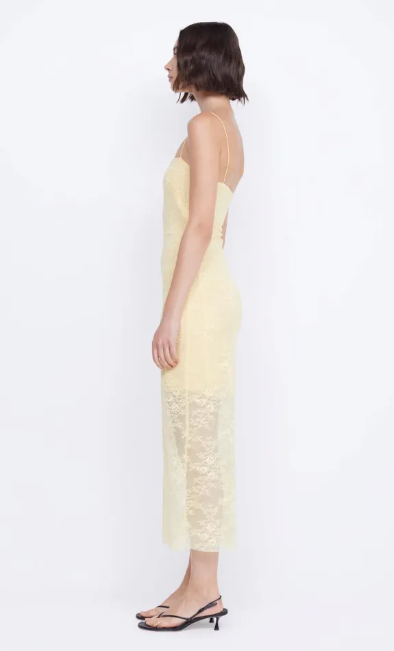 Bec Bridge JULIETTE COLUMN MIDI DRESS 8211 BUTTER YELLOW Women Midi Dresses