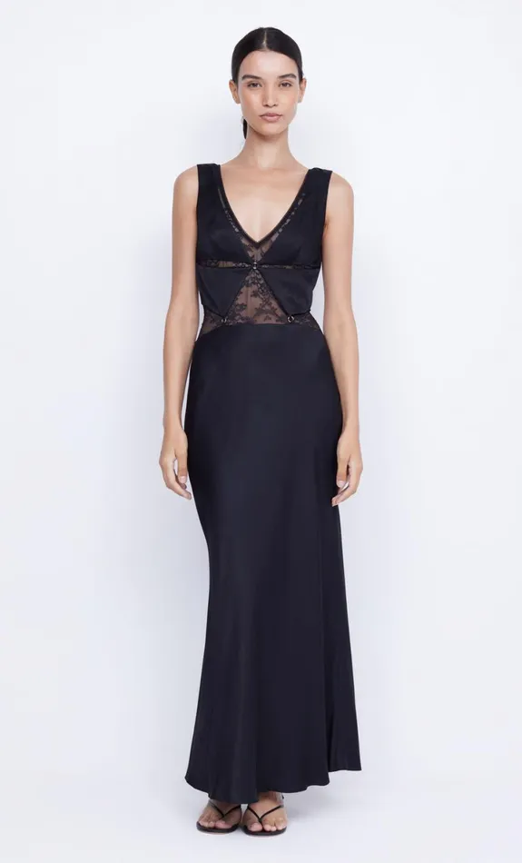 Bec Bridge JULIETTE V NECK MAXI DRESS 8211 BLACK Women Wedding Guest