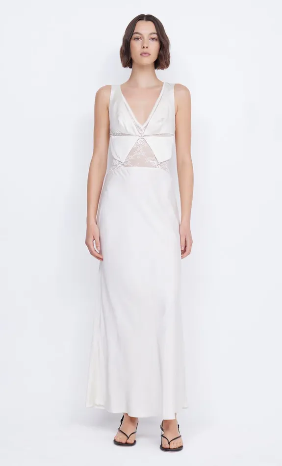 Bec Bridge JULIETTE V NECK MAXI DRESS 8211 IVORY Women Maxi Dresses