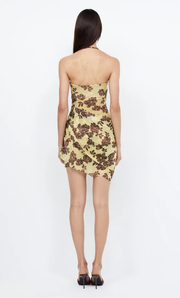 Bec Bridge MALIBU BAY DRAPED MINI DRESS 8211 CITRUS PLUM FLORAL Women Mini Dresses