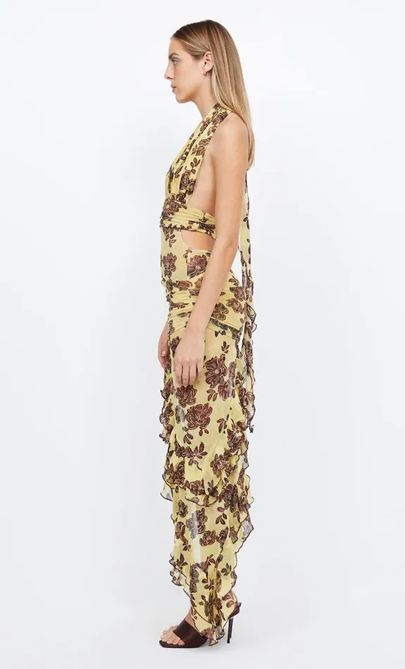 Bec Bridge MALIBU BAY HALTER DRESS 8211 CITRUS PLUM FLORAL Women Wedding Guest