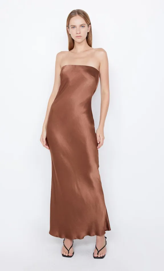 Bec Bridge MOON DANCE STRAPLESS DRESS 8211 CHOCOLATE Women Maxi Dresses
