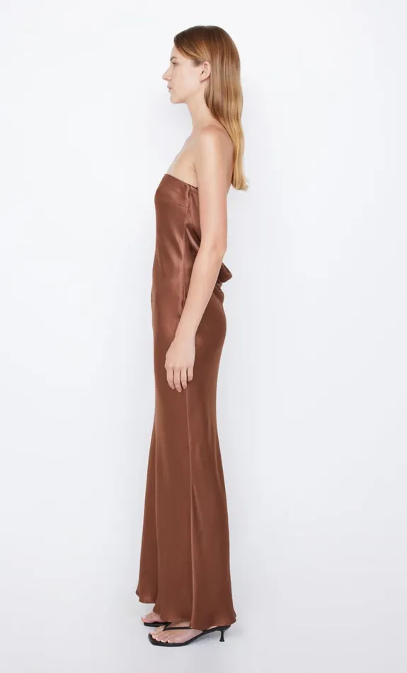 Bec Bridge MOON DANCE STRAPLESS DRESS 8211 CHOCOLATE Women Maxi Dresses