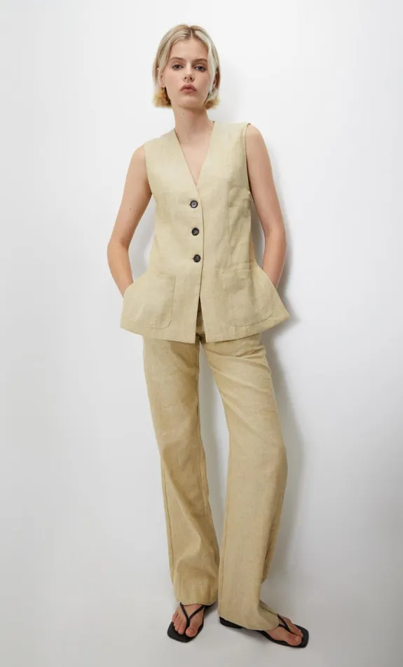 Bec Bridge NEVA STRAIGHT LEG PANT 8211 STRAW Women Shorts Pants