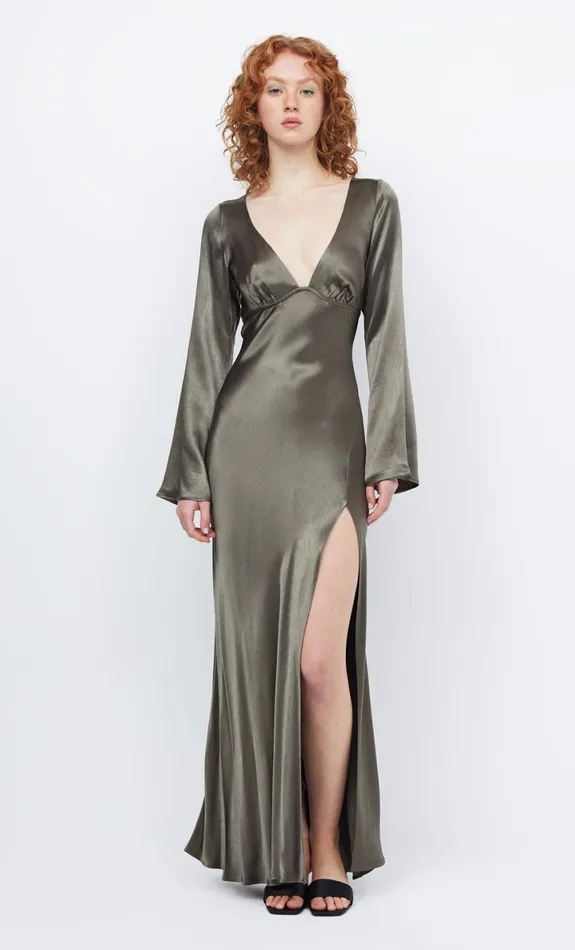 Bec Bridge REN LONG SLEEVE MAXI DRESS 8211 DARK WILLOW Women Maxi Dresses