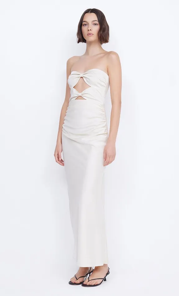 Bec Bridge ROCHELLE TWIST STRAPLESS DRESS 8211 CREAM Women Maxi Dresses