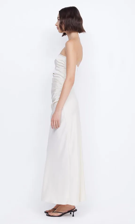 Bec Bridge ROCHELLE TWIST STRAPLESS DRESS 8211 CREAM Women Maxi Dresses