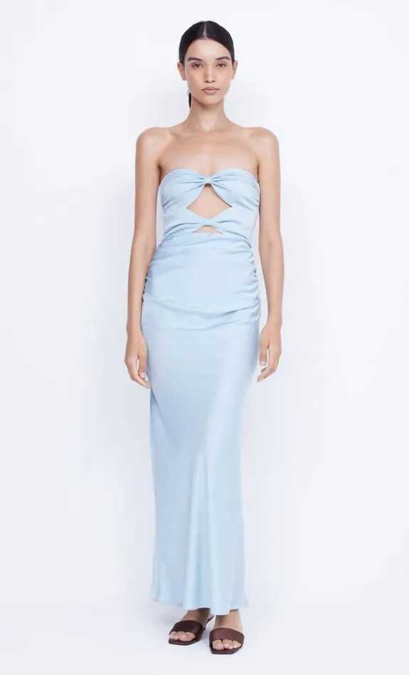 Bec Bridge ROCHELLE TWIST STRAPLESS DRESS 8211 DOLPHIN BLUE Women Maxi Dresses