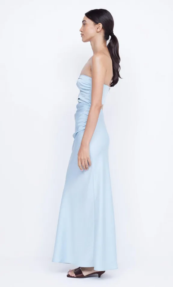 Bec Bridge ROCHELLE TWIST STRAPLESS DRESS 8211 DOLPHIN BLUE Women Maxi Dresses